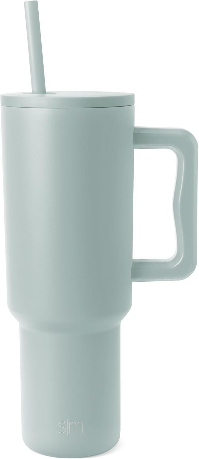 40 oz Green Insulated Tumbler with Handle and Straw