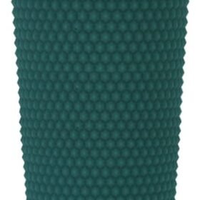 24 oz Matte Green Studded Plastic Tumbler with Lid and Straw