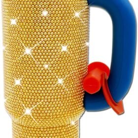 40 oz Sunset Rhinestone Insulated Stainless Steel Tumbler with Handle and Straw