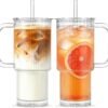 2-Pack 24 oz Ribbed Glass Tumblers with Handles