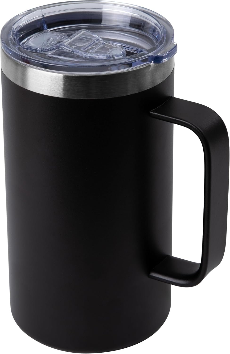 24 oz Black Insulated Stainless Steel Travel Mug with Handle and Lid