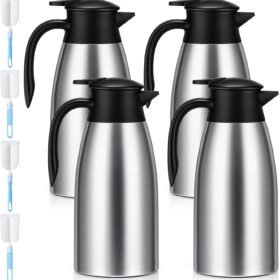 4-Piece 68 oz Insulated Coffee Carafe Set with Cleaning Brushes
